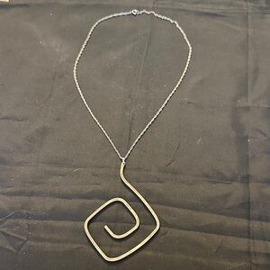 Vintage Handcrafted Sterling Silver Square Spiral Statement Necklace - 19g